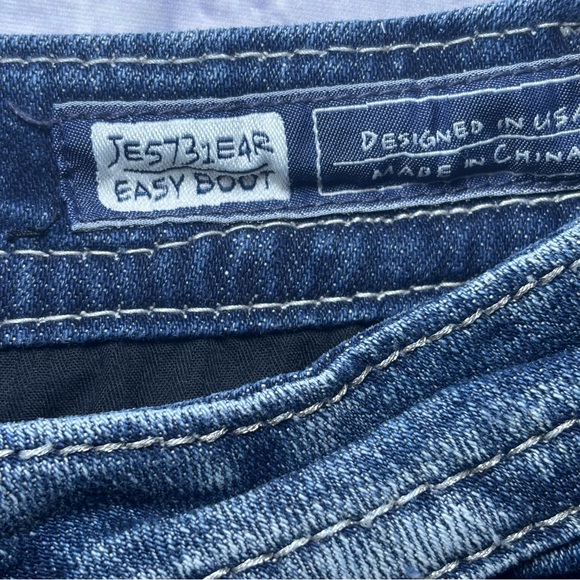 Miss Me Jeans Mid Rise Easy Boot Metallic Embellished Rhinestones Curvy Blue 29 - Picture 7 of 16